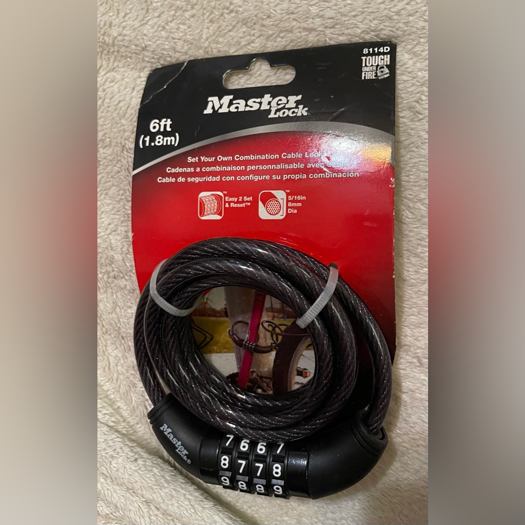 Master Lock 6 Ft Cable Lock Set Your Combination